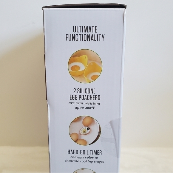 FOOD Network 6 Piece Egg Set Yolk Separator Egg Poachers Frying Rings Timer NIB - Picture 12 of 13